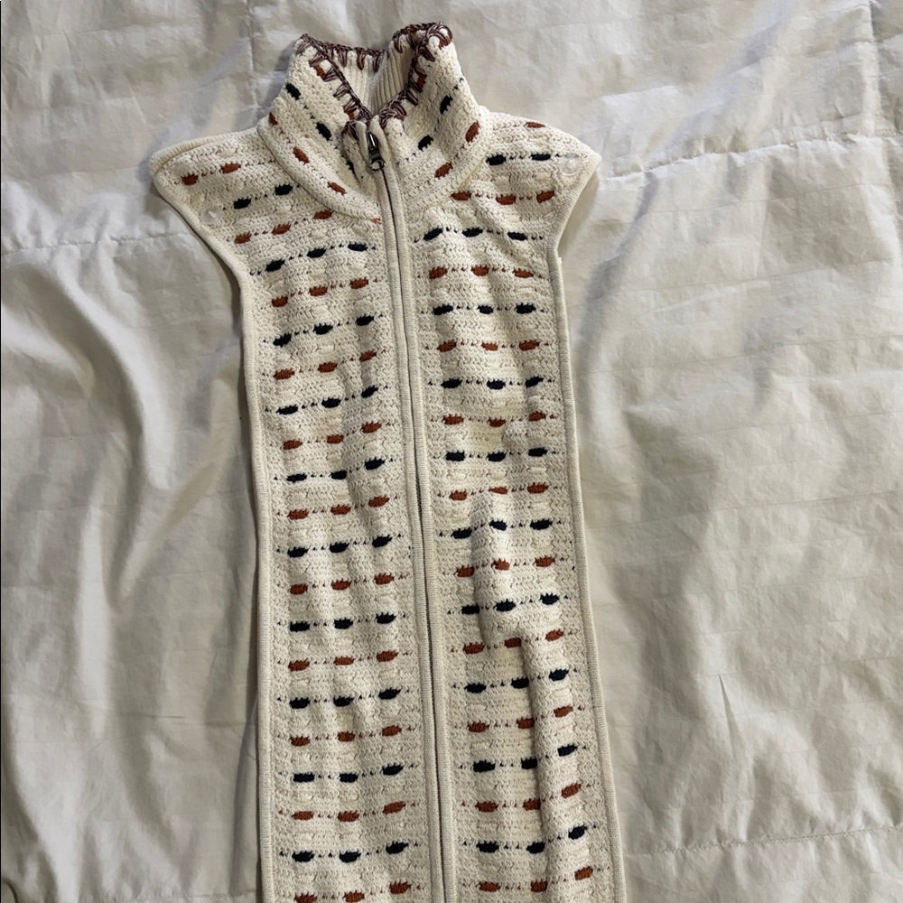 $278 Veronica Beard  knit ivory navy and tan Dickey Jacket Blazer insert